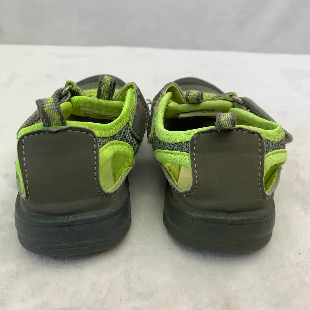 Osh Kosh B'Gosh Hax Boys Sz 7 BumpToe Water Sandals Shoes Gray Neon Green Hiking